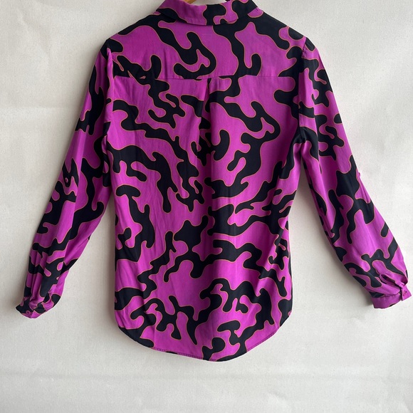 100% silk DRIESvonFURSTENBURG bold print pullover blouse - Picture 5 of 10